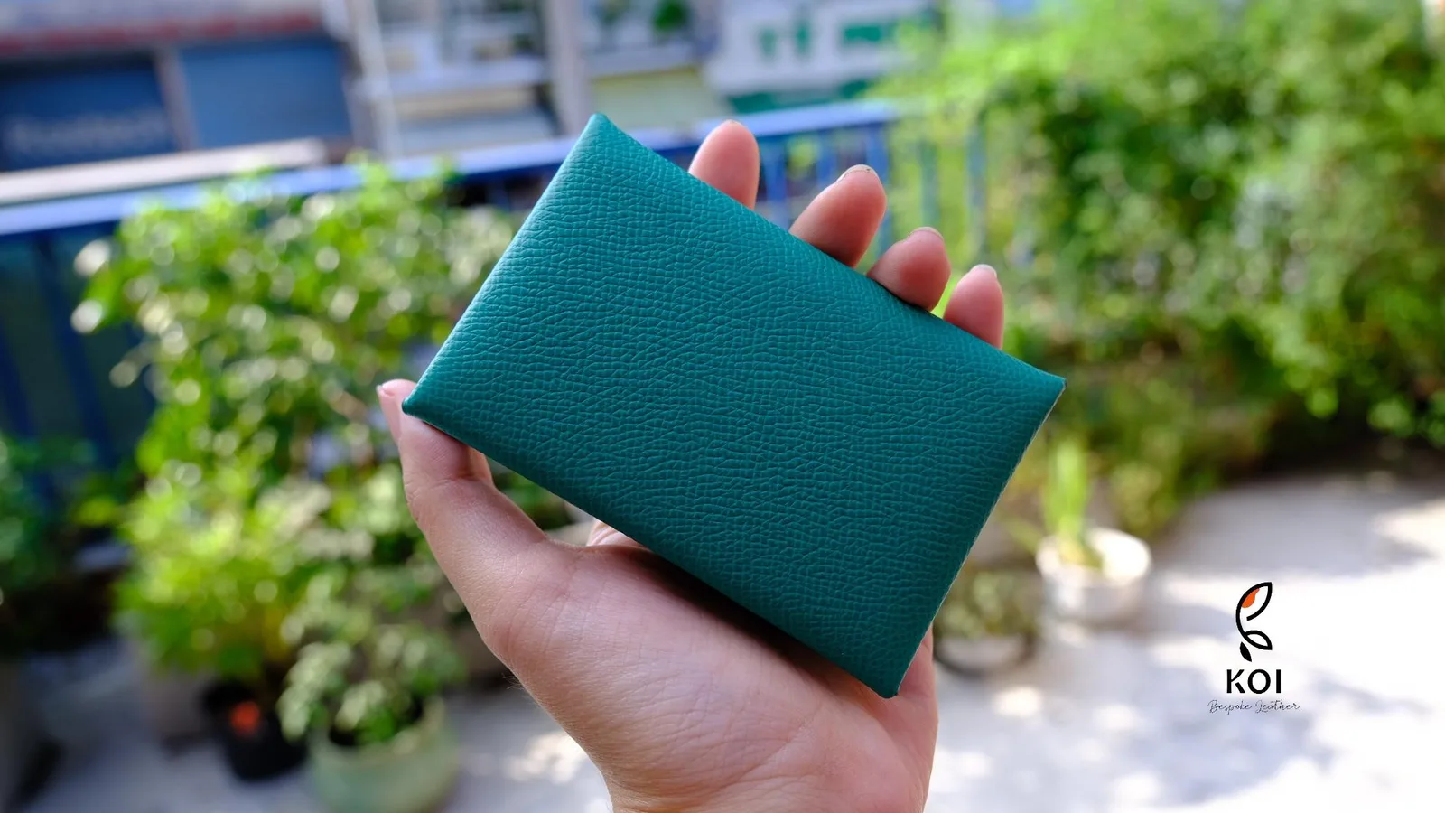 Ví Nữ Gập - Da Epsom - Red, DarkCyan - Hình 3