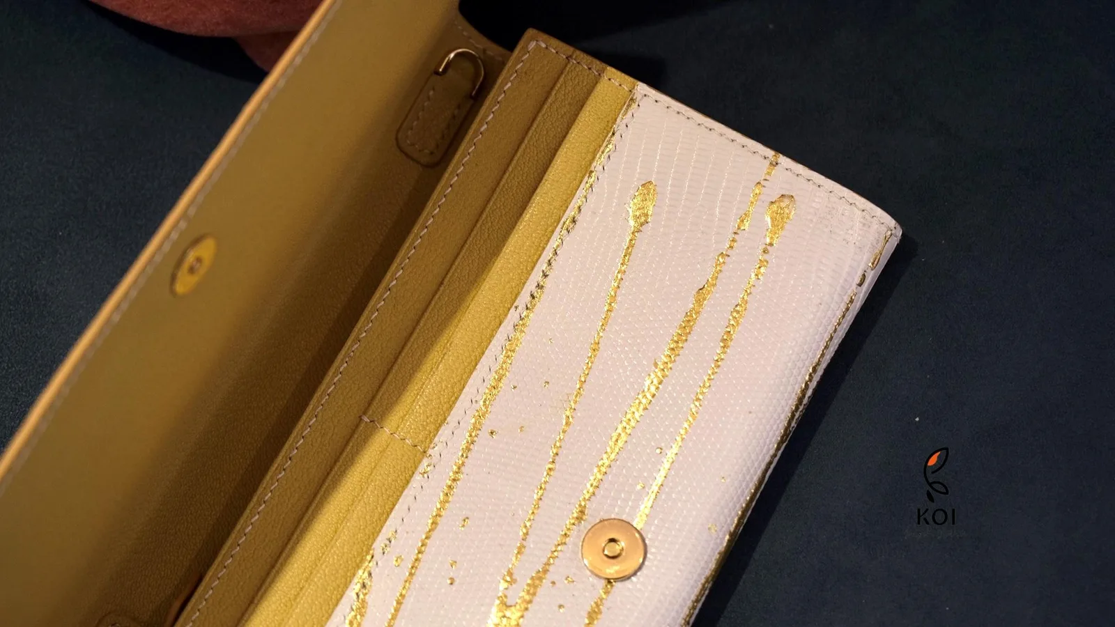 Ví Nữ Long Wallet - Da Lizard - FloralWhite x Yellow - Hình 3