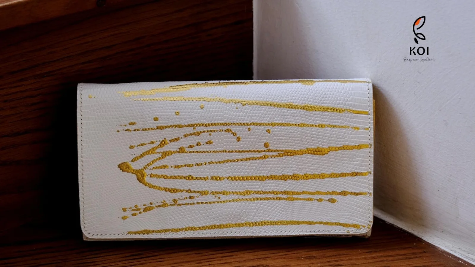 Ví Nữ Long Wallet - Da Lizard - FloralWhite x Yellow - Hình 4