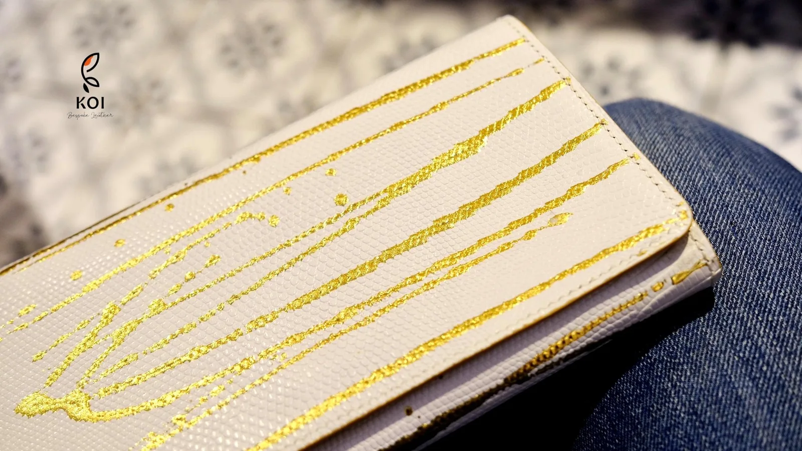 Ví Nữ Long Wallet - Da Lizard - FloralWhite x Yellow - Hình 5