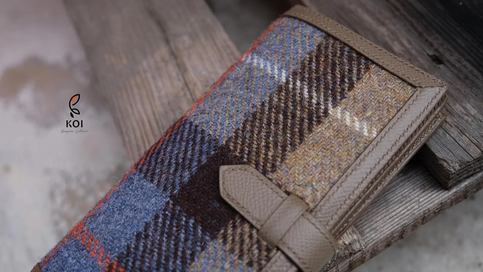 Ví Nữ Long Wallet - Da Epsom x Vải Harris Tweed Scotland - LightSlateGray - Hình 2
