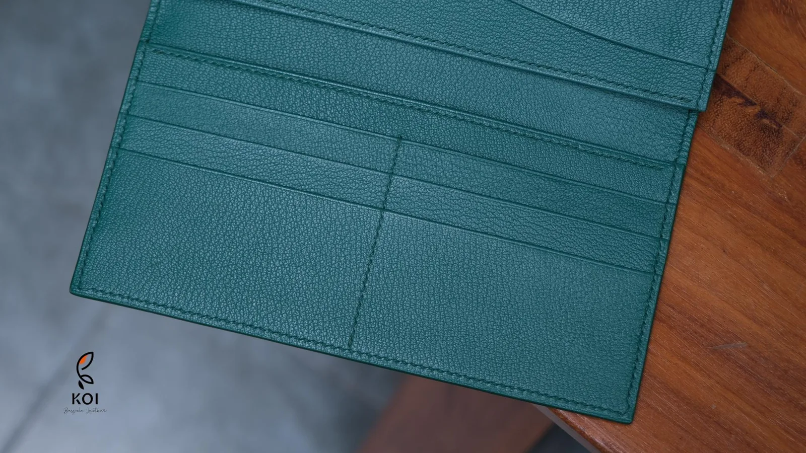 Ví Nữ Long Wallet - Da Dê Alran - DarkCyan - Hình 3