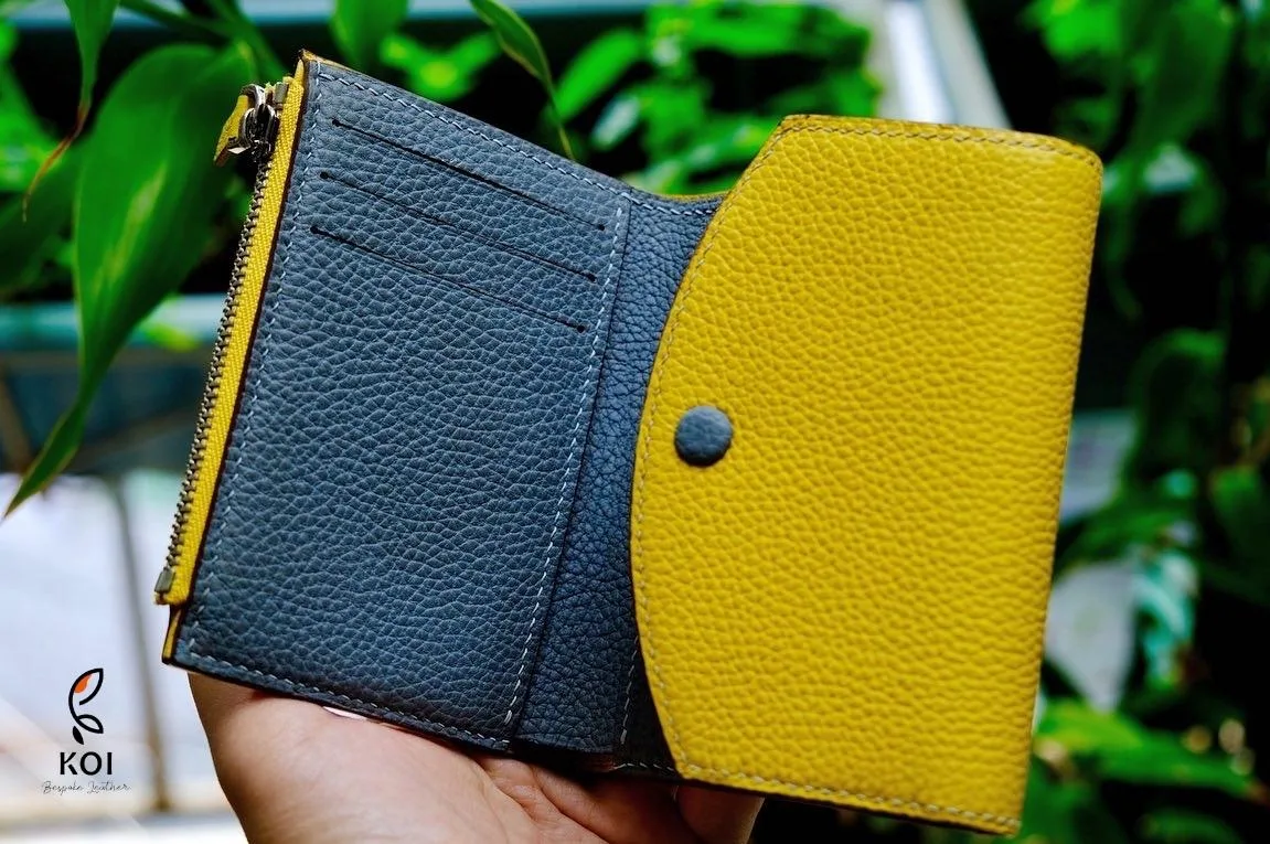 Ví Nữ Da - Da Clemence - Yellow x SteelBlue - Hình 2