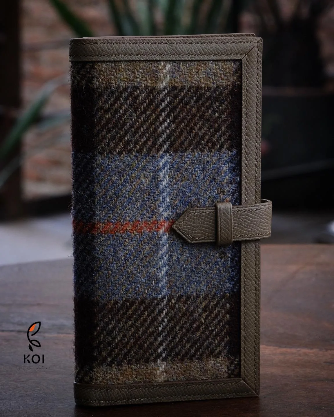 Ví Nữ Long Wallet - Da Epsom x Vải Harris Tweed Scotland - LightSlateGray - Hình 4