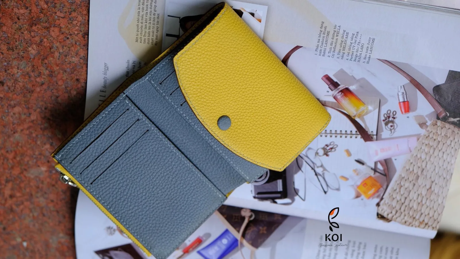 Ví Nữ Da - Da Clemence - Yellow x SteelBlue - Hình 3