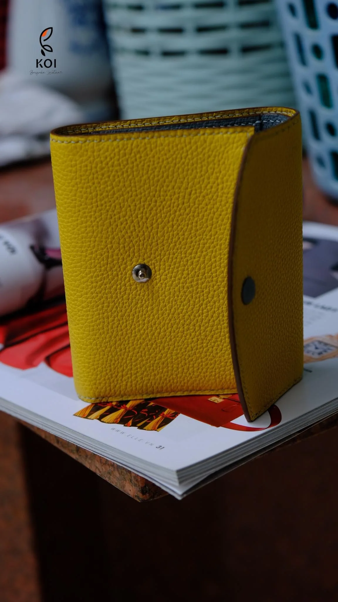 Ví Nữ Da - Da Clemence - Yellow x SteelBlue - Hình 4