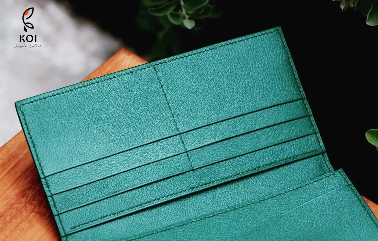 Ví Nữ Long Wallet - Da Dê Alran - DarkCyan - Hình 4