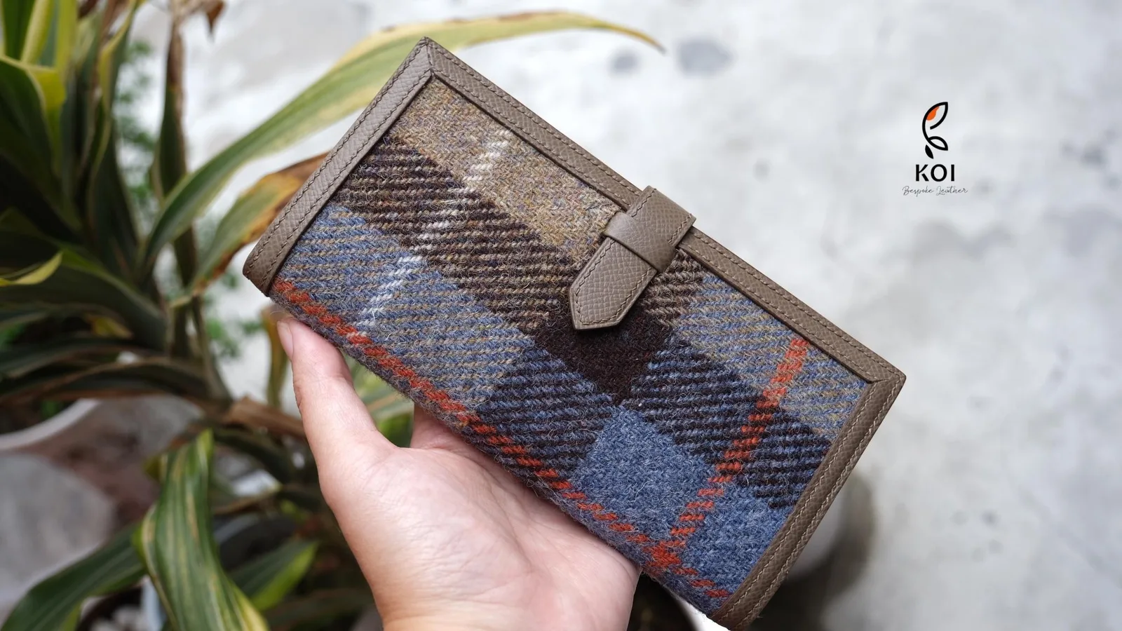 Ví Nữ Long Wallet - Da Epsom x Vải Harris Tweed Scotland - LightSlateGray - Hình 6