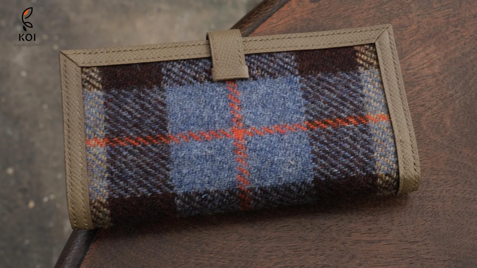 Ví Nữ Long Wallet - Da Epsom x Vải Harris Tweed Scotland - LightSlateGray - Hình 7