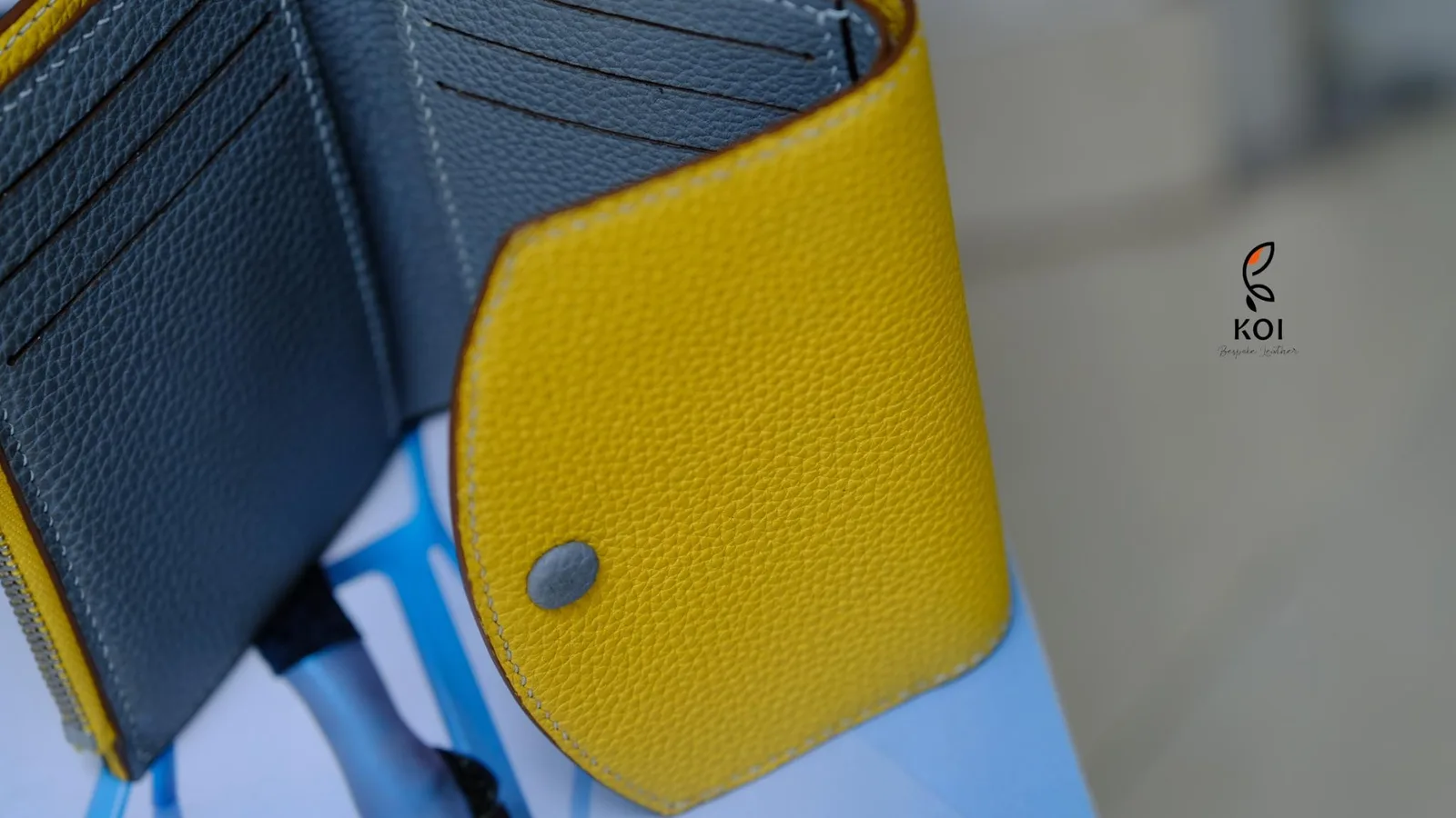 Ví Nữ Da - Da Clemence - Yellow x SteelBlue - Hình 6