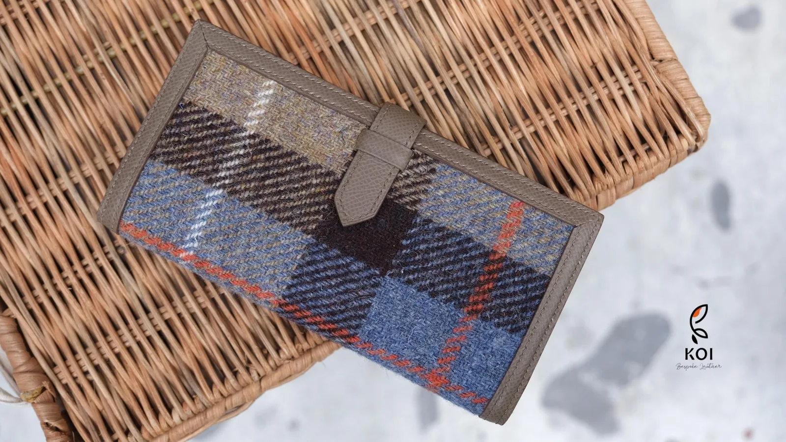 Ví Nữ Long Wallet - Da Epsom x Vải Harris Tweed Scotland - LightSlateGray - Hình 8