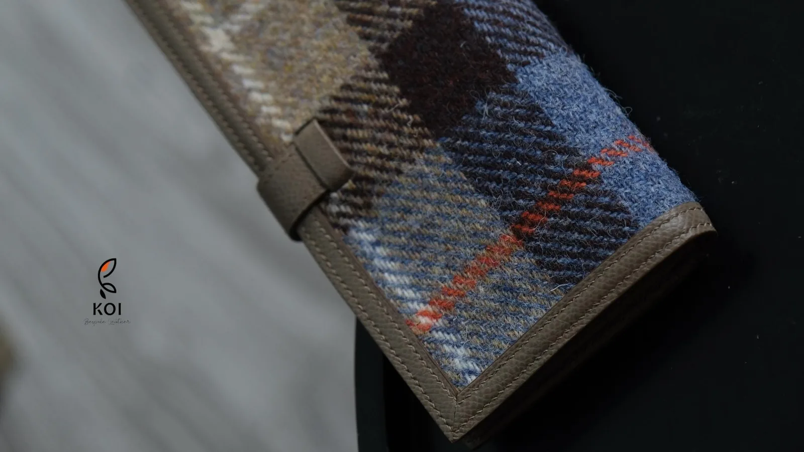 Ví Nữ Long Wallet - Da Epsom x Vải Harris Tweed Scotland - LightSlateGray - Hình 9