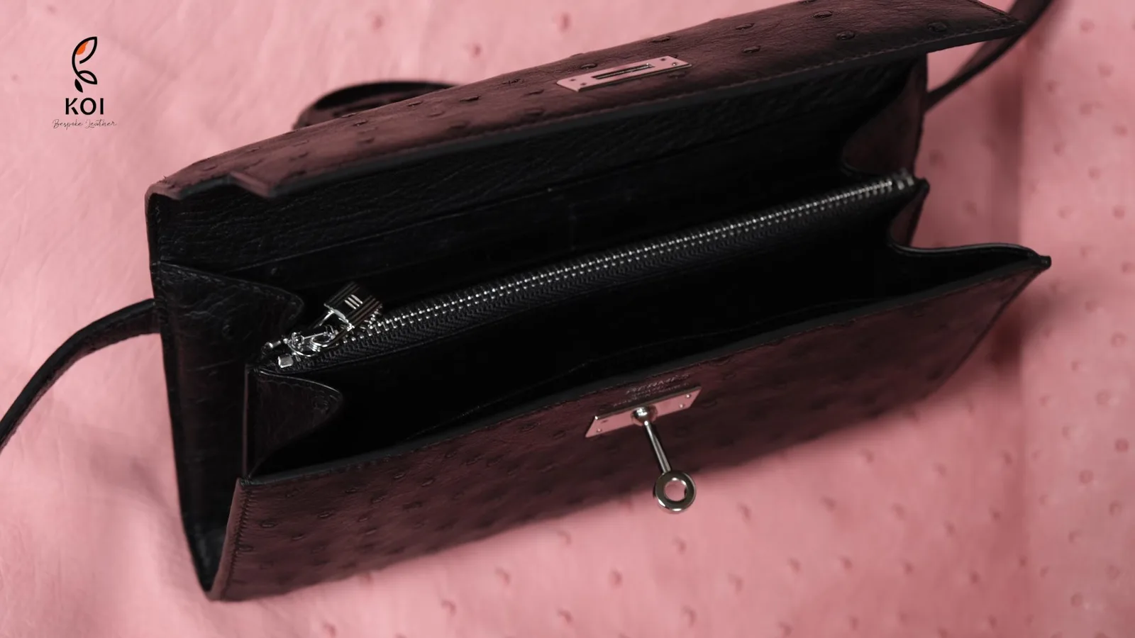 Ví Nữ Long Wallet - Da Ostrich - Đen - Hình 5
