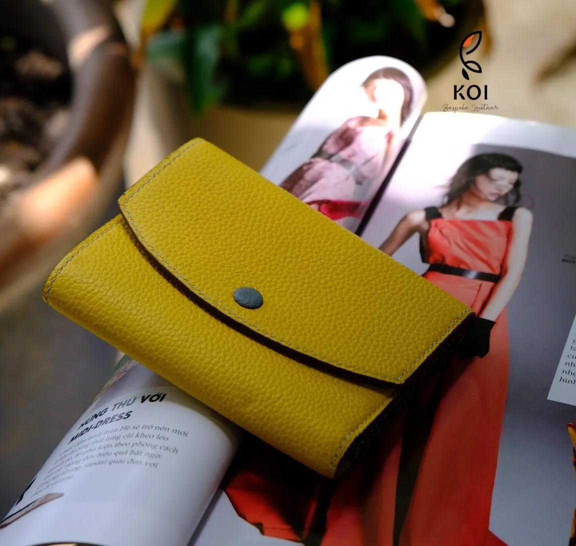 Ví Nữ Da - Da Clemence - Yellow x SteelBlue - Hình 8
