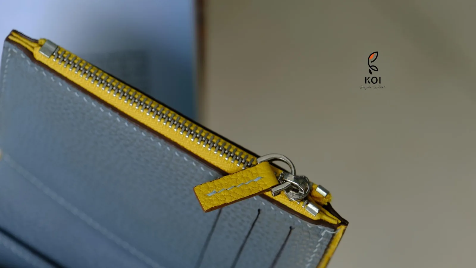 Ví Nữ Da - Da Clemence - Yellow x SteelBlue - Hình 7