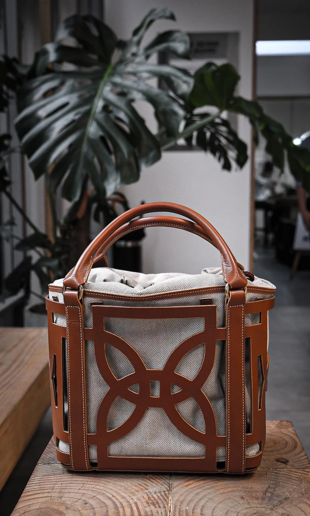 Túi Dee25 - Da Bò Thảo Mộc x Harris Tweed - Brow x Bisque - Hình 2