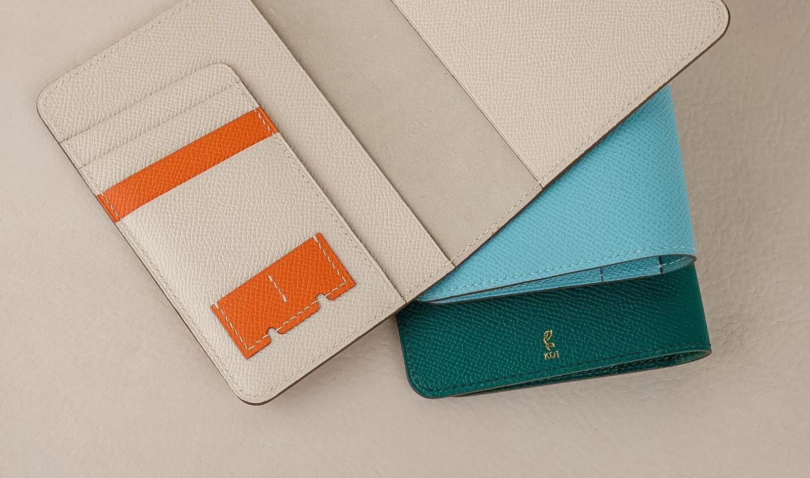 Passport Cover - Da Epsom - Oldlace x Orange - KOI Leather