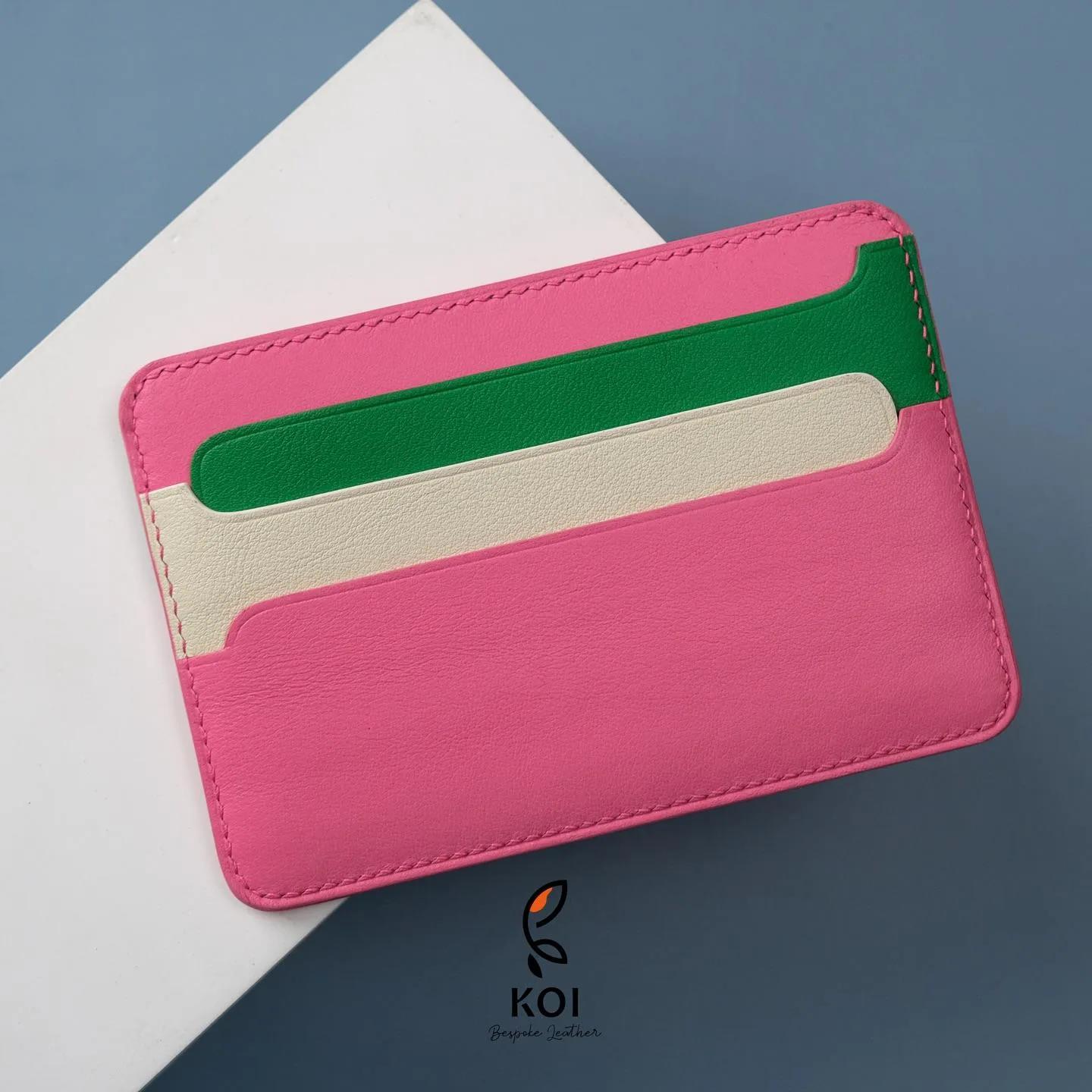 Cardholder Senot - Da Swift - Pink x Green - KOI Leather