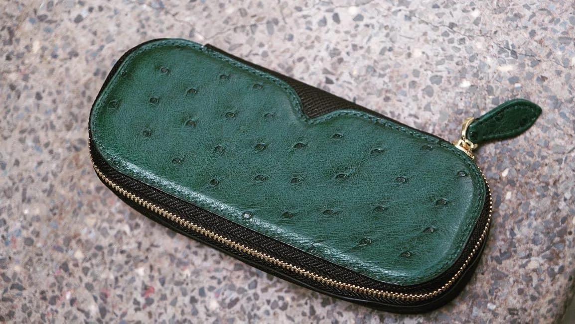Hộp Kính Da Cao Cấp - Da Ostrich - DarkSlateGray - KOI Leather