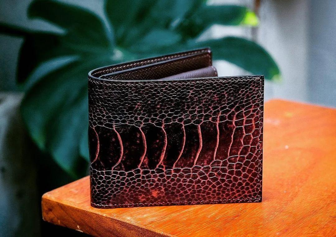 Ví Da Nam - Da Ostrich - Black x Maroon - Hình 2