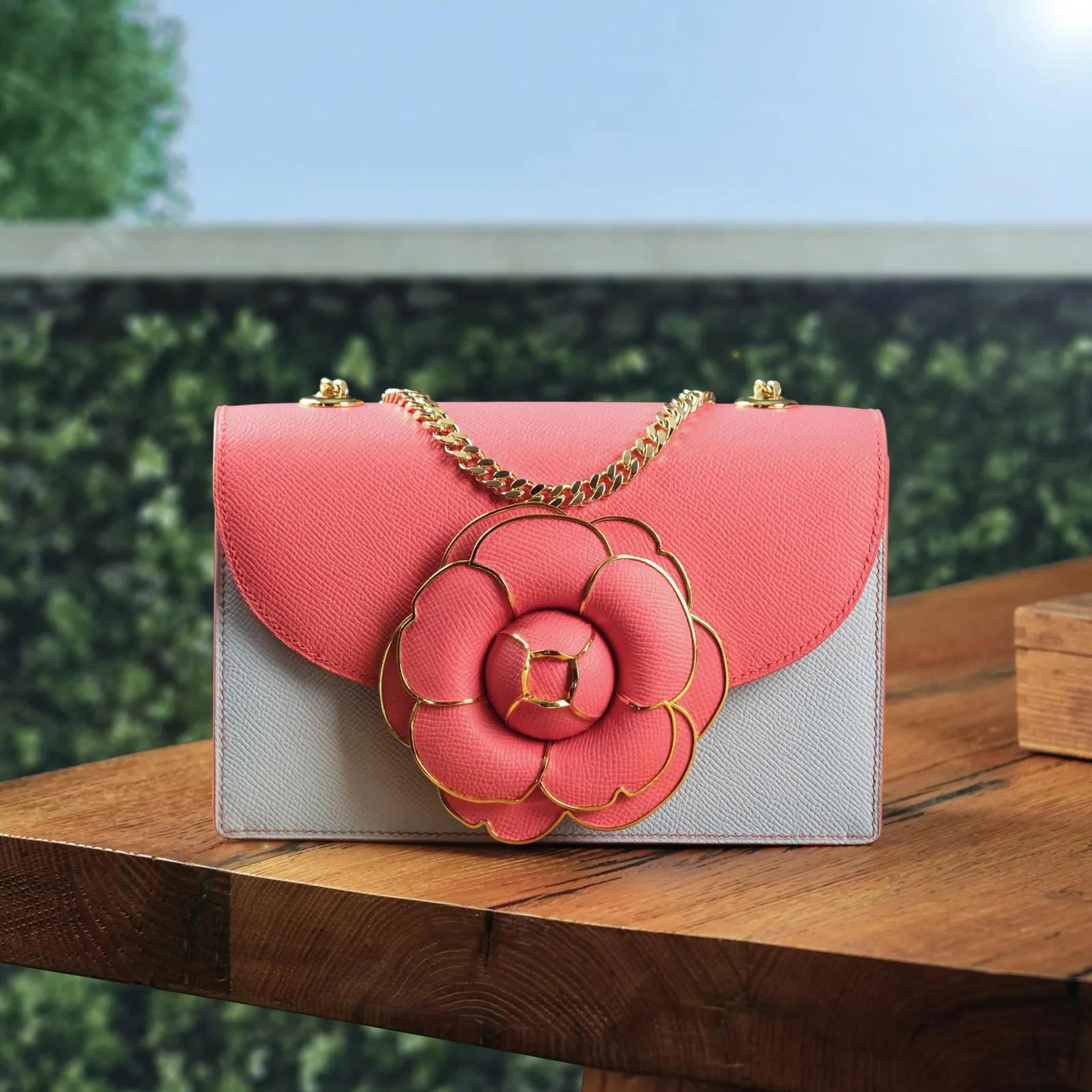 Camellia Blooms - Da Epsom - Pink x Blue - KOI Leather