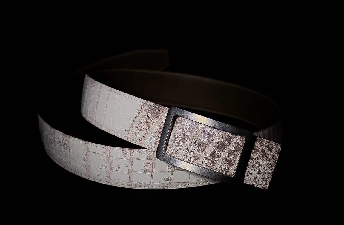 Thắt Lưng Da Nam - Da Alligator - WhiteSmoke - KOI Leather