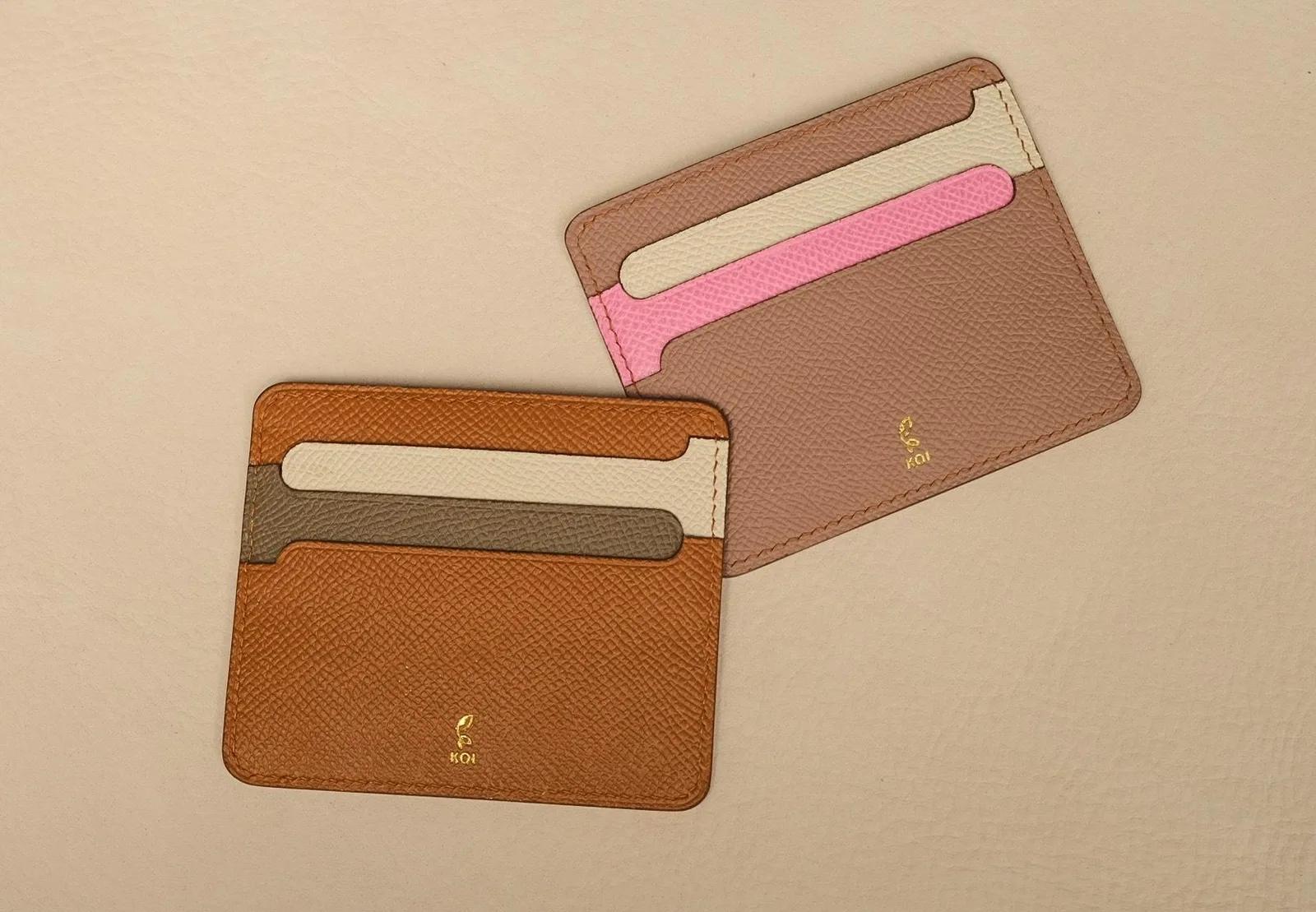 Card Holder Ví Đựng Thẻ - Da Epsom - Brown, Pink - KOI Leather