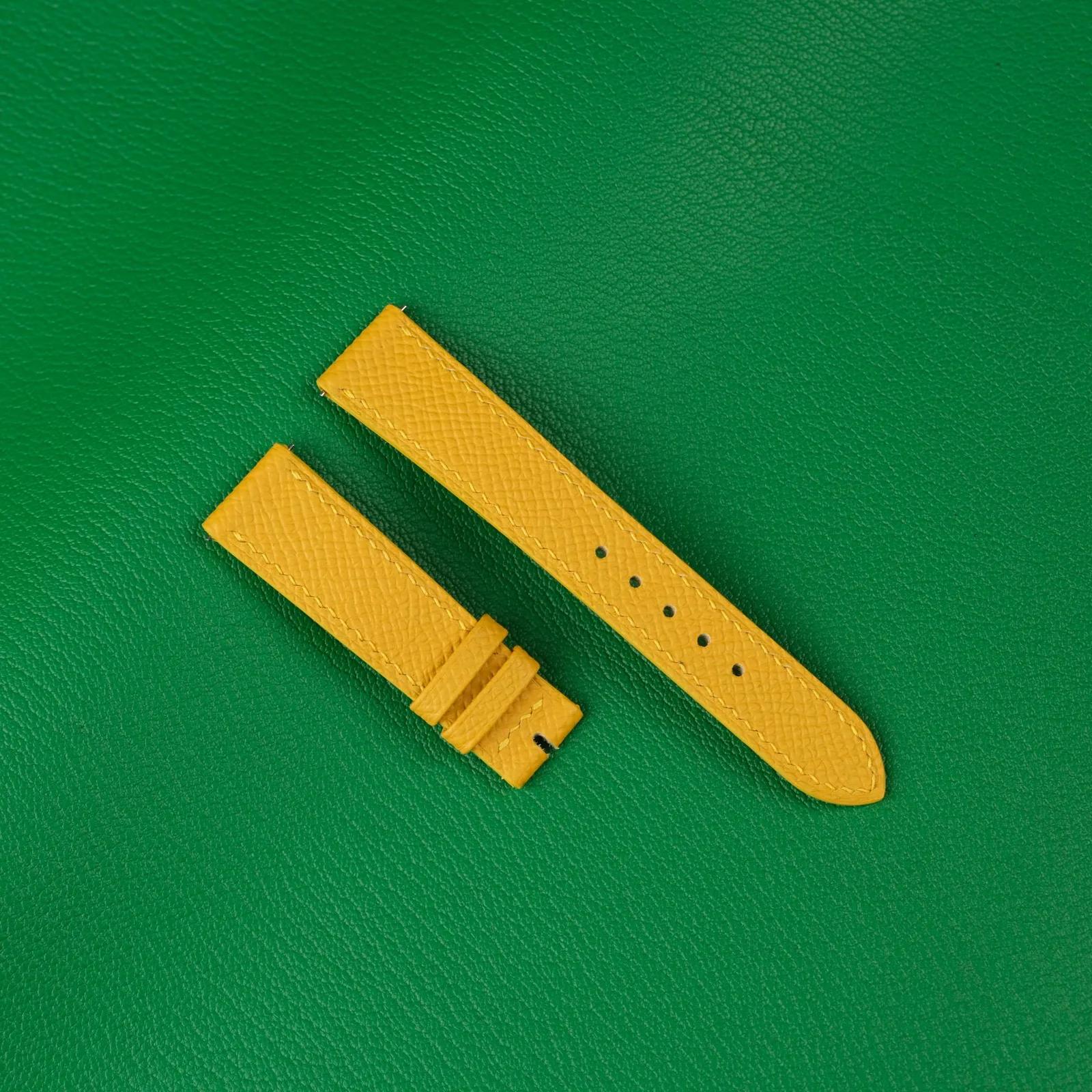 Dây Da Đồng Hồ Da Epsom Vàng Jaune Ambre Handmade