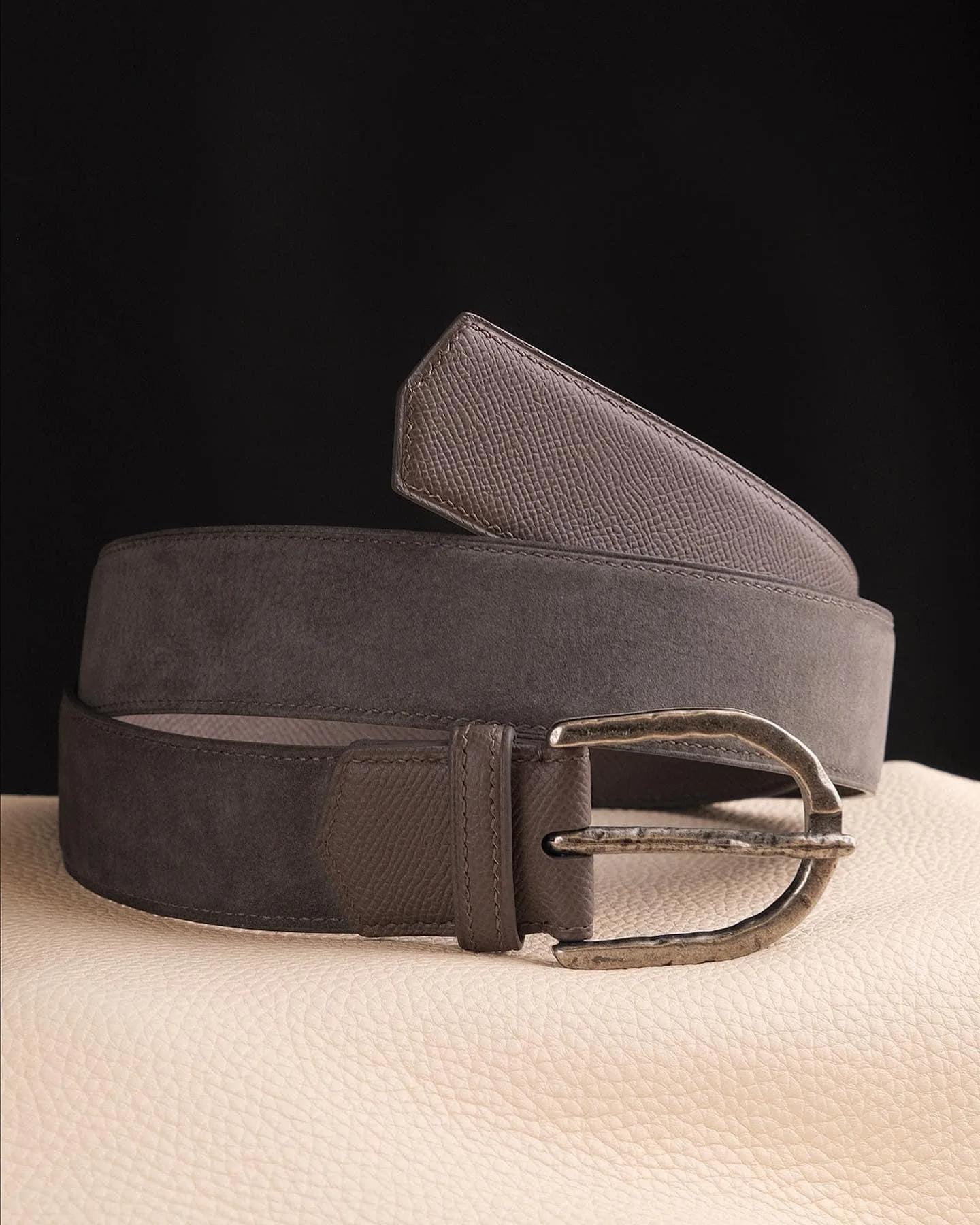 Thắt Lưng Da Nam - Da Epsom x Da Nubuck - SaddleBrown - KOI Leather