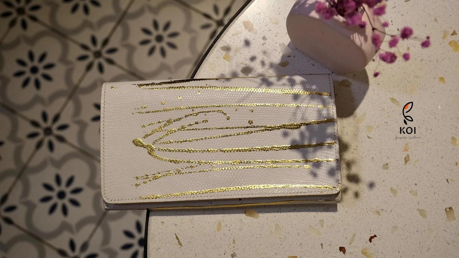 Ví Nữ Long Wallet - Da Lizard - FloralWhite x Yellow - Hình 6