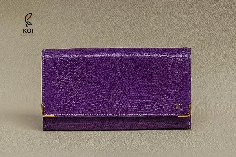 Ví Nữ Long Wallet - Da Lizard - DarkViolet - Hình 3